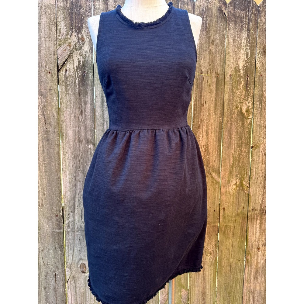 Madewell little black dress ruffle detail with pockets women's medium